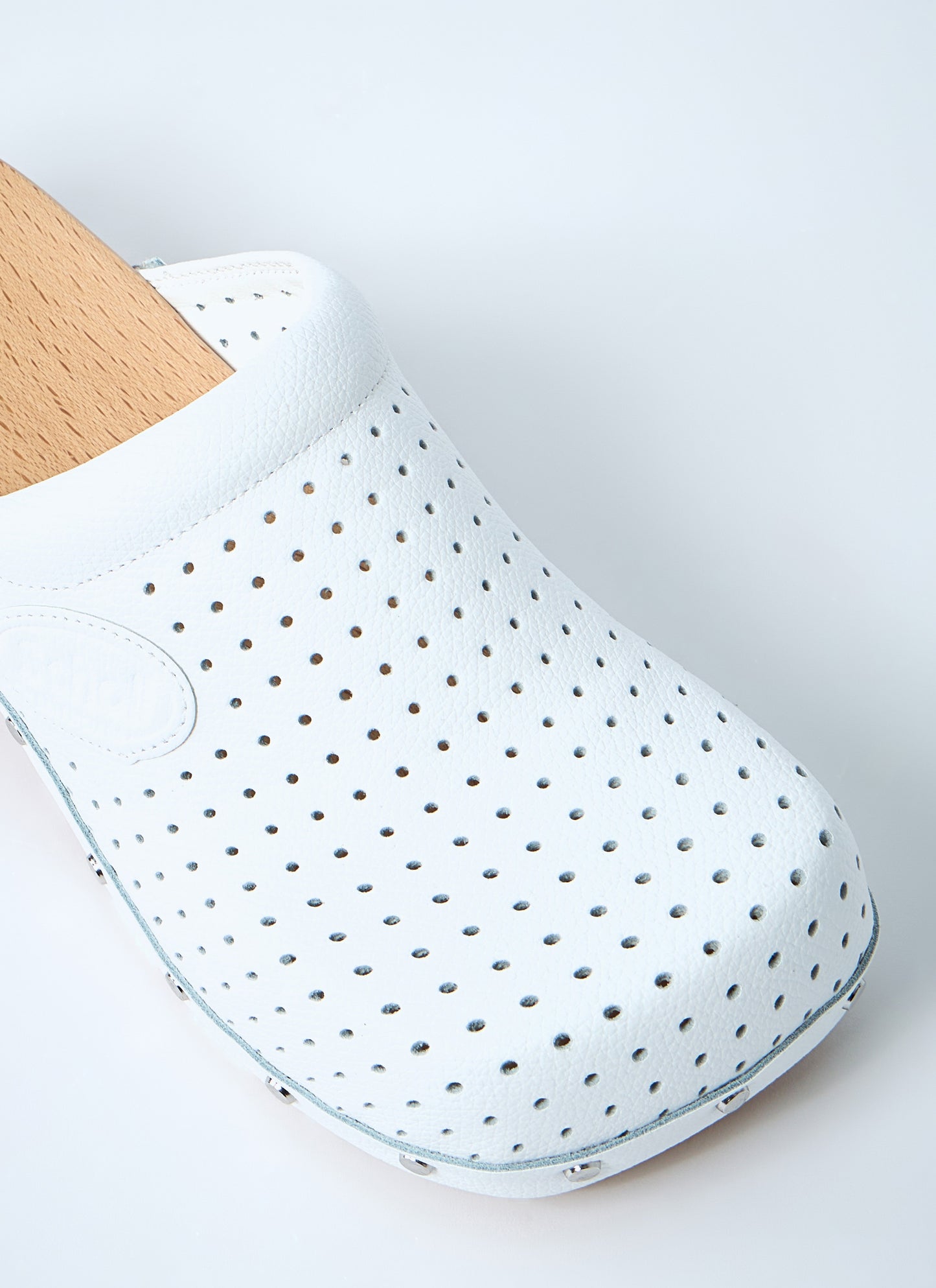 Balenciaga Perforated Leather Heeled Clogs