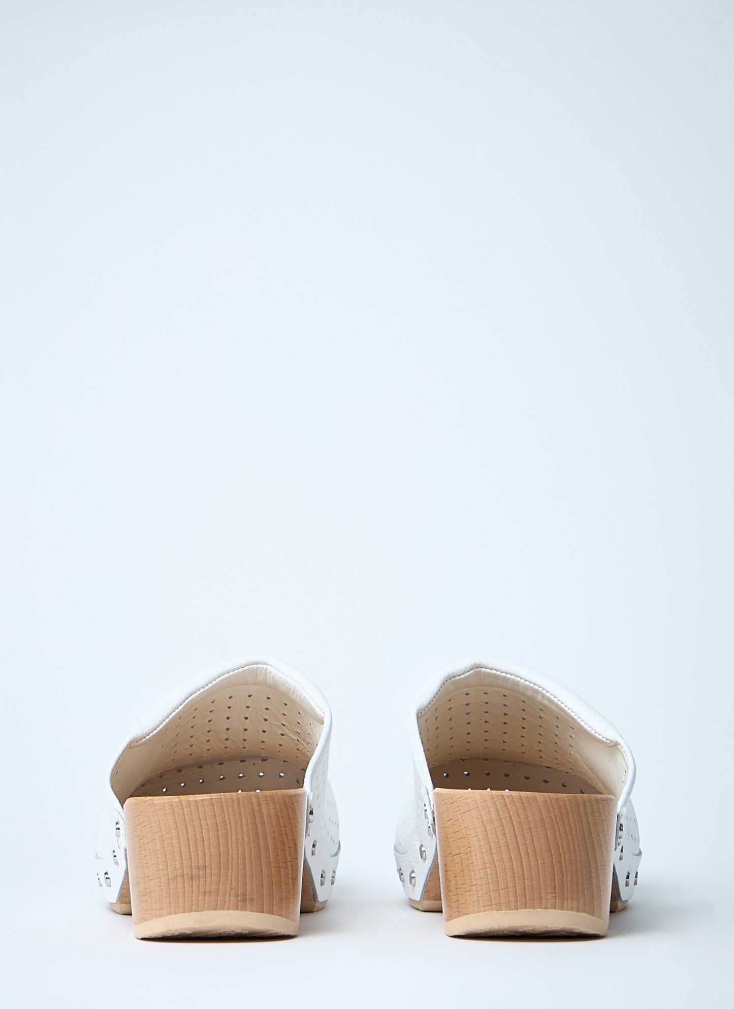 Balenciaga Perforated Leather Heeled Clogs