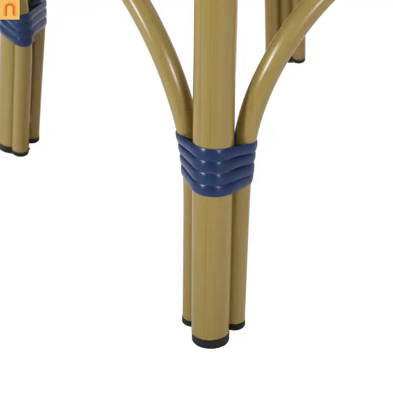 Bar Stool Set French Backless Pe Rattan Aluminum Navy Blue 29.5 Inch