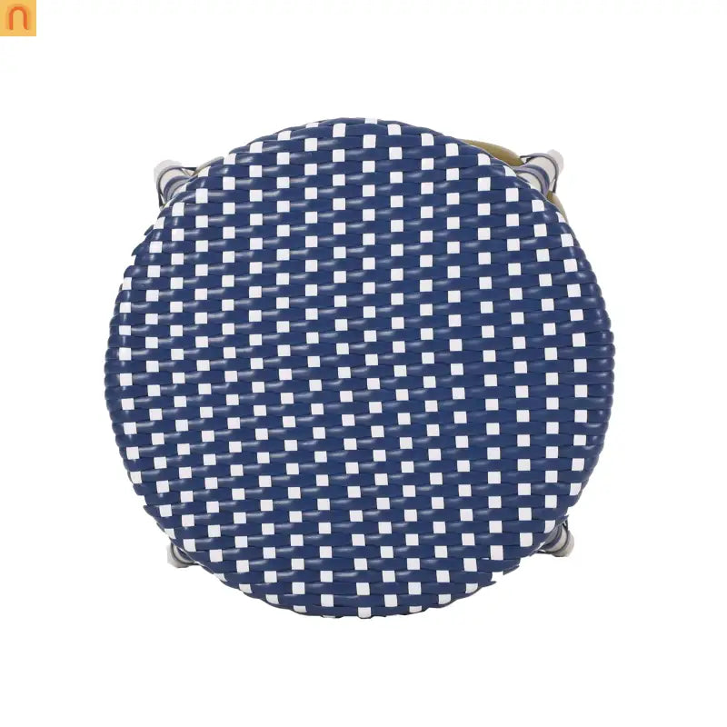 Bar Stool Set French Backless Pe Rattan Aluminum Navy Blue 29.5 Inch
