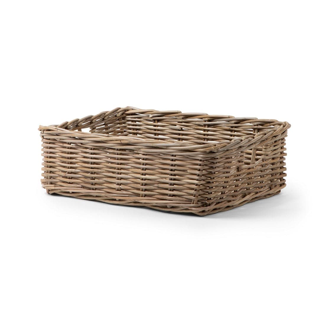 Handwoven Rattan Rectangular Basket Tray
