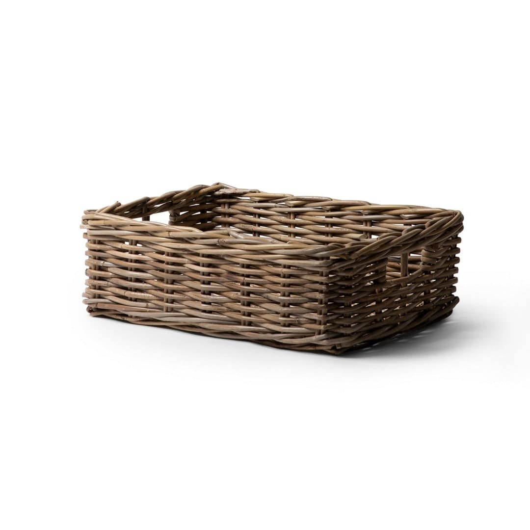 Handwoven Rattan Rectangular Basket Tray
