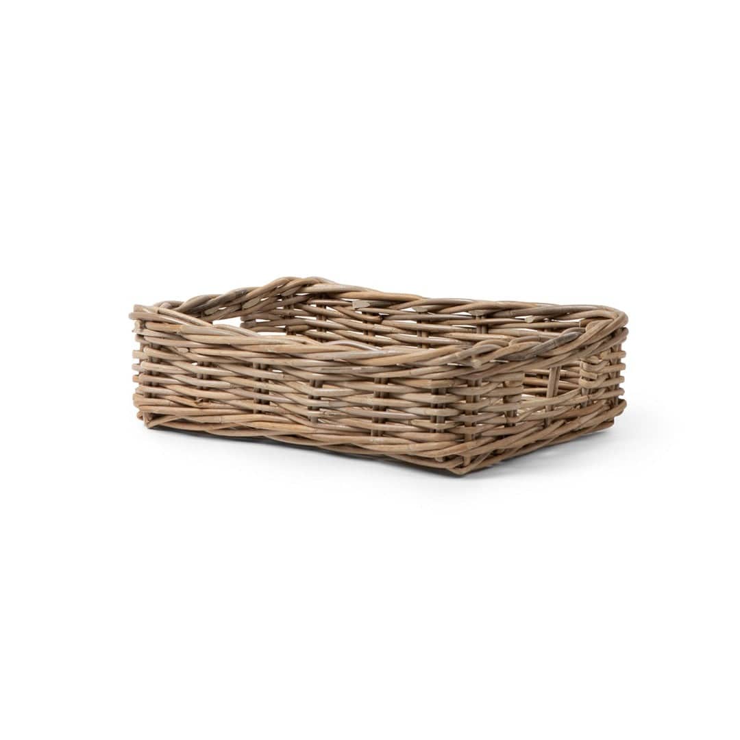 Handwoven Rattan Rectangular Basket Tray