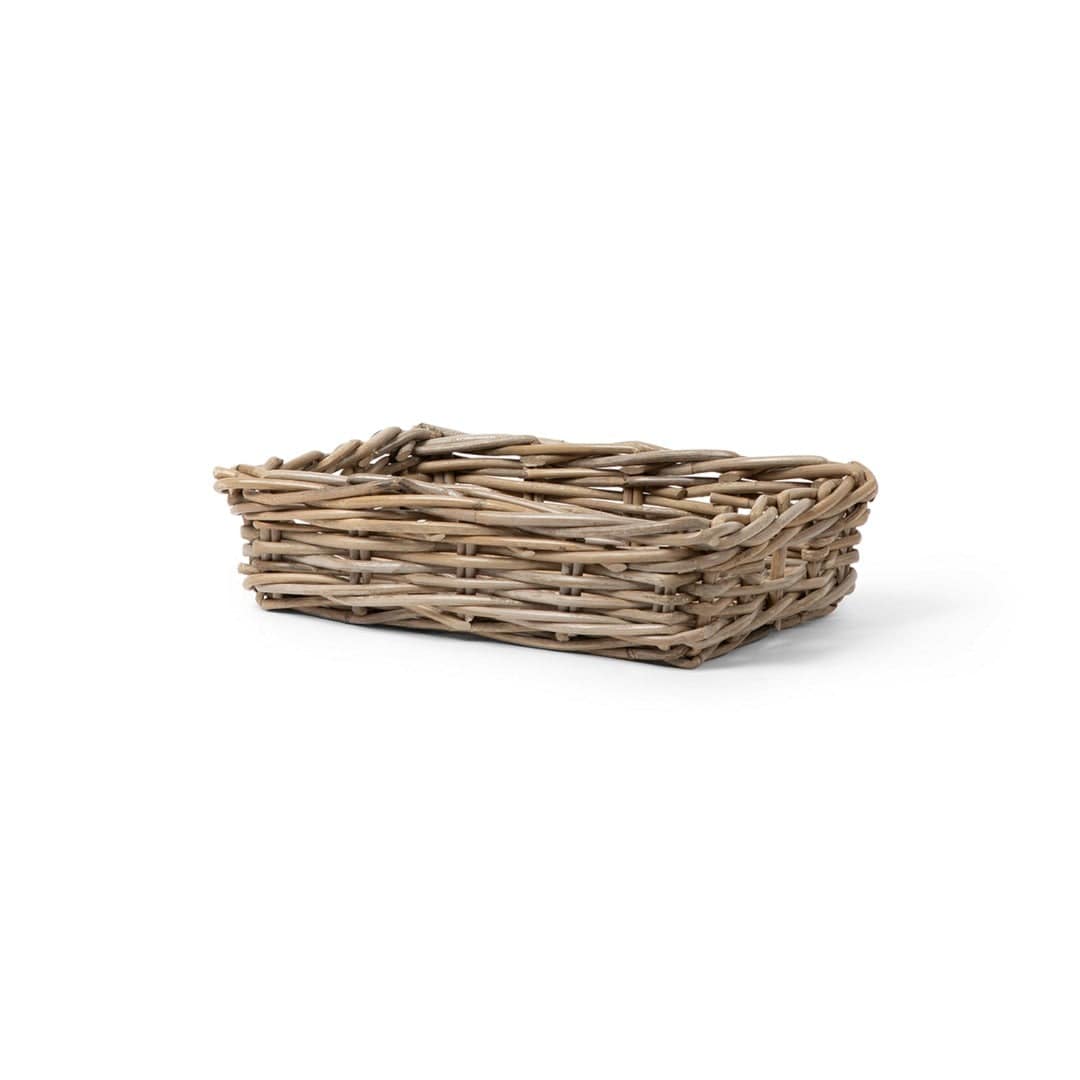 Handwoven Rattan Rectangular Basket Tray