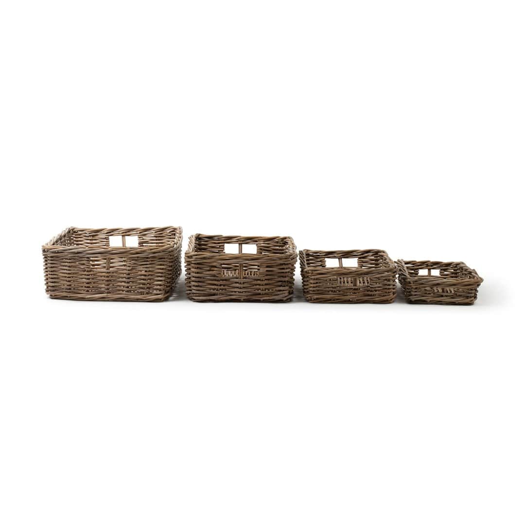 Handwoven Rattan Rectangular Basket Tray
