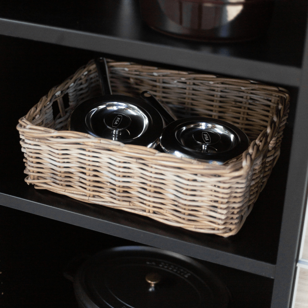 Handwoven Rattan Rectangular Basket Tray