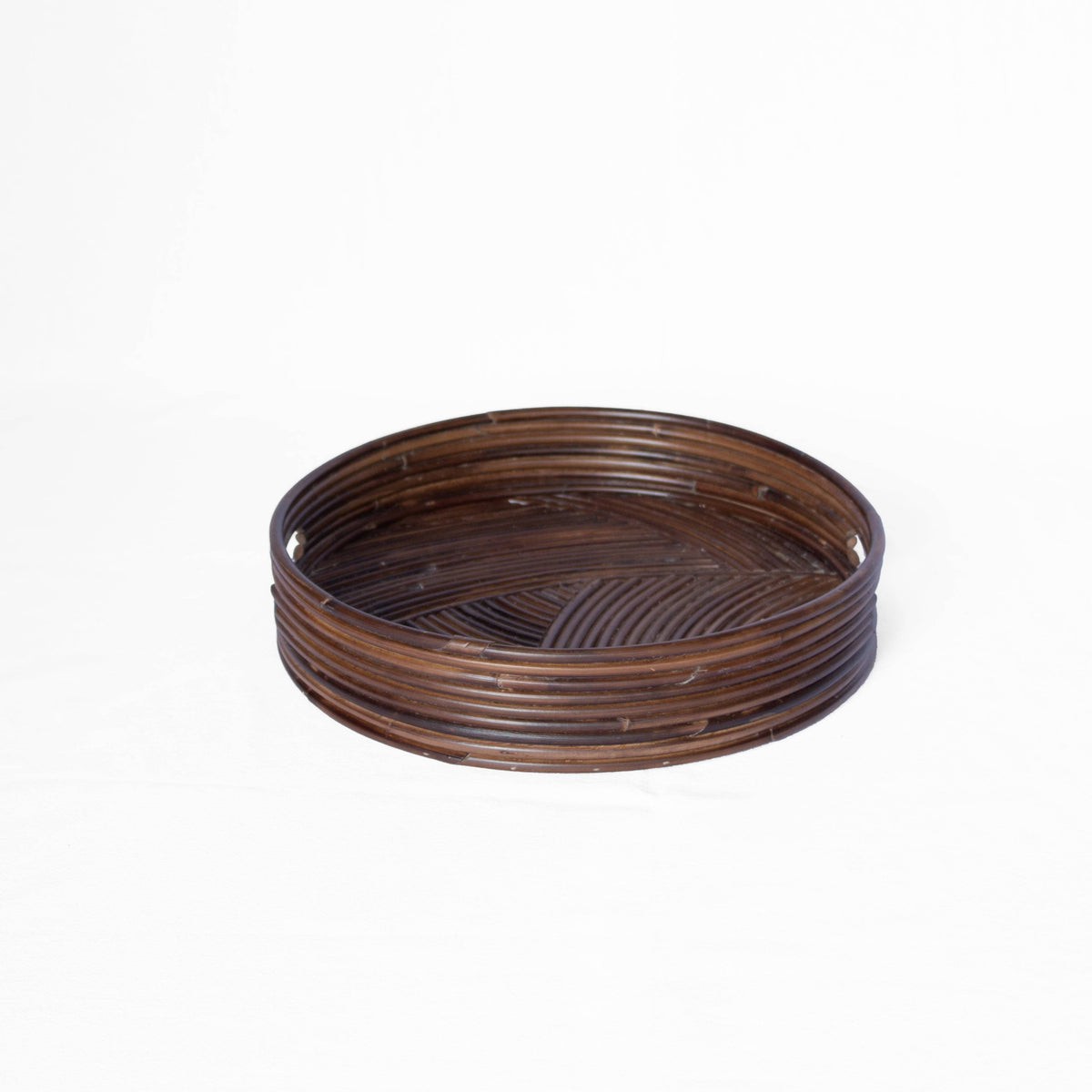Dark Woven Bamboo Round Tray