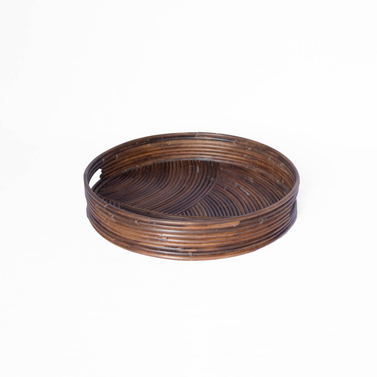 Dark Woven Bamboo Round Tray