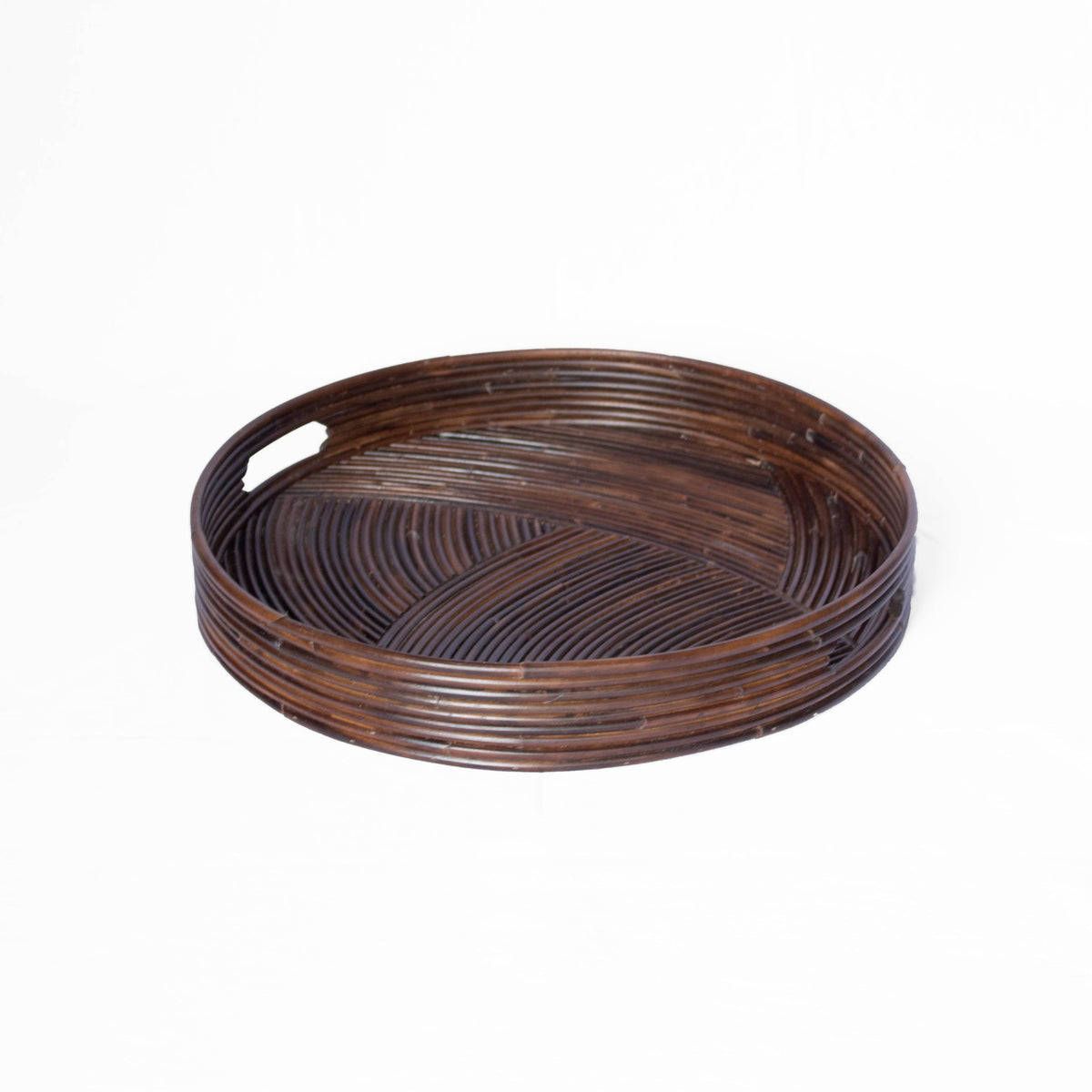 Dark Woven Bamboo Round Tray