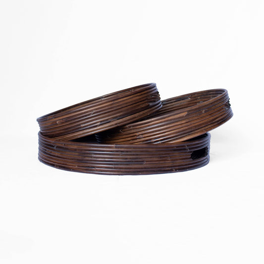Dark Woven Bamboo Round Tray
