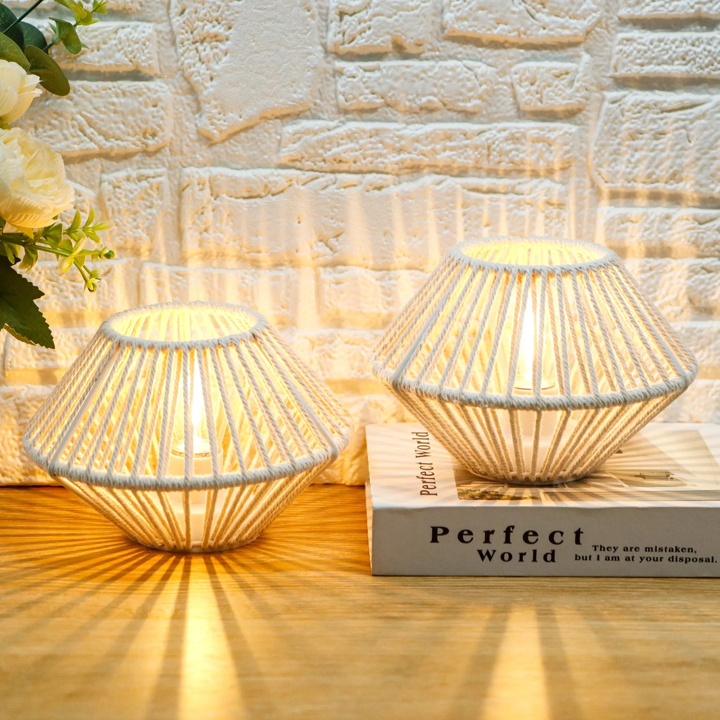 Set of 2 Woven Cotton Rope Table Lamps