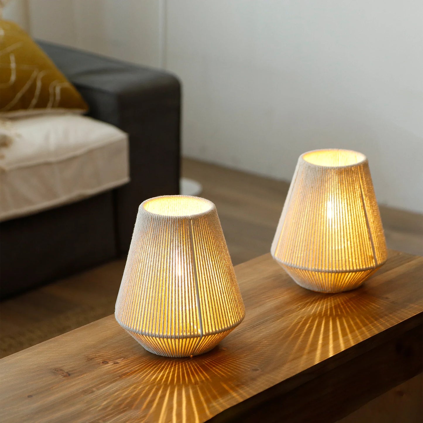 Set of 2 8" H Woven Lampshade Table Lamps