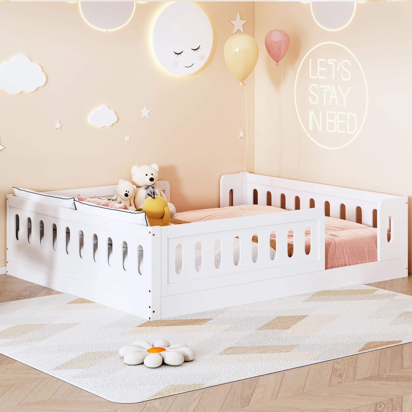 Platform Bed With Guardrail