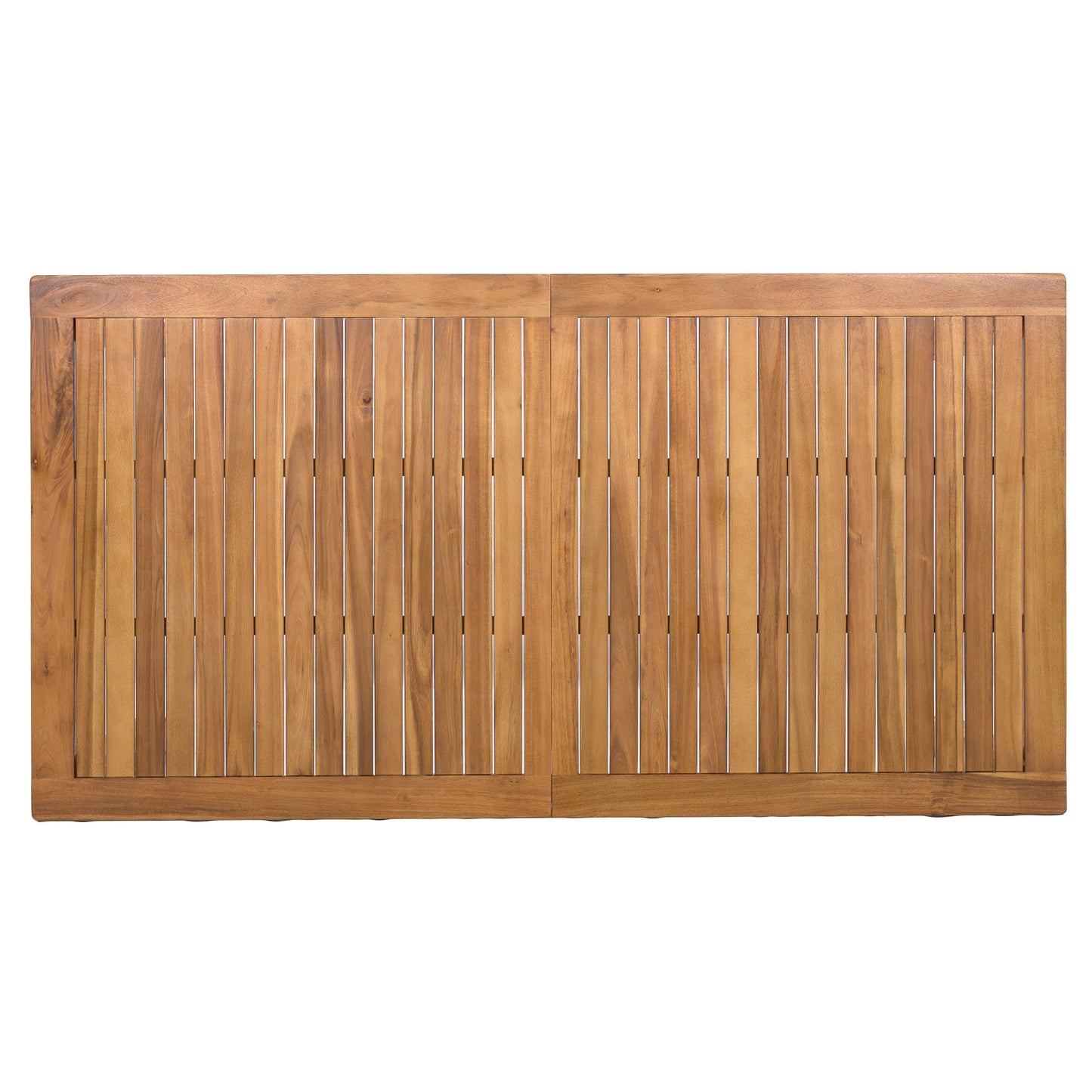 Patio Dining Set Rectangular, 67 Inch Wooden Table with 6 Rattan Armchairs