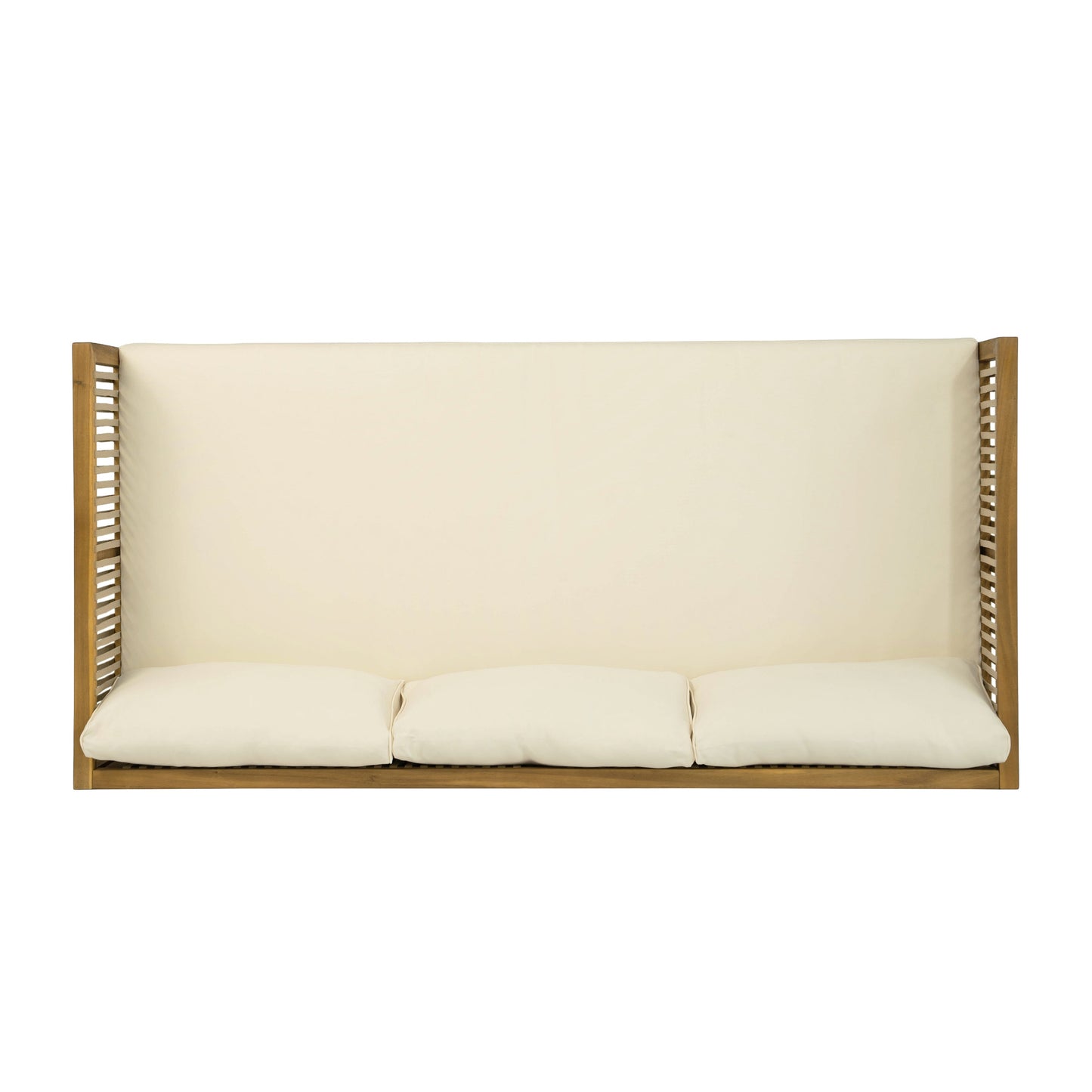 Outdoor Patio Sofa Rope Beige Cushions Teak Finish Acacia Wood