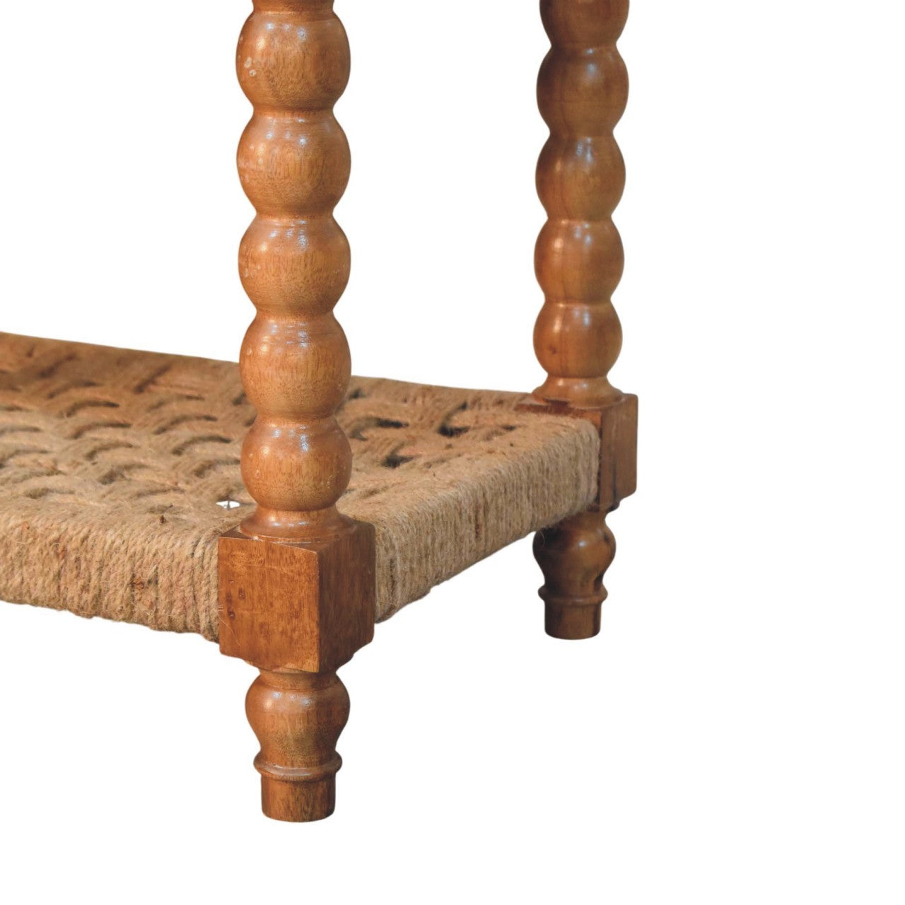 Sporting Estate Spindle & Woven Console Table — Chestnut