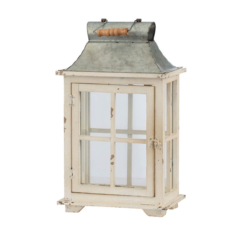 Ashford Ivory Wooden Hurricane Lantern Set