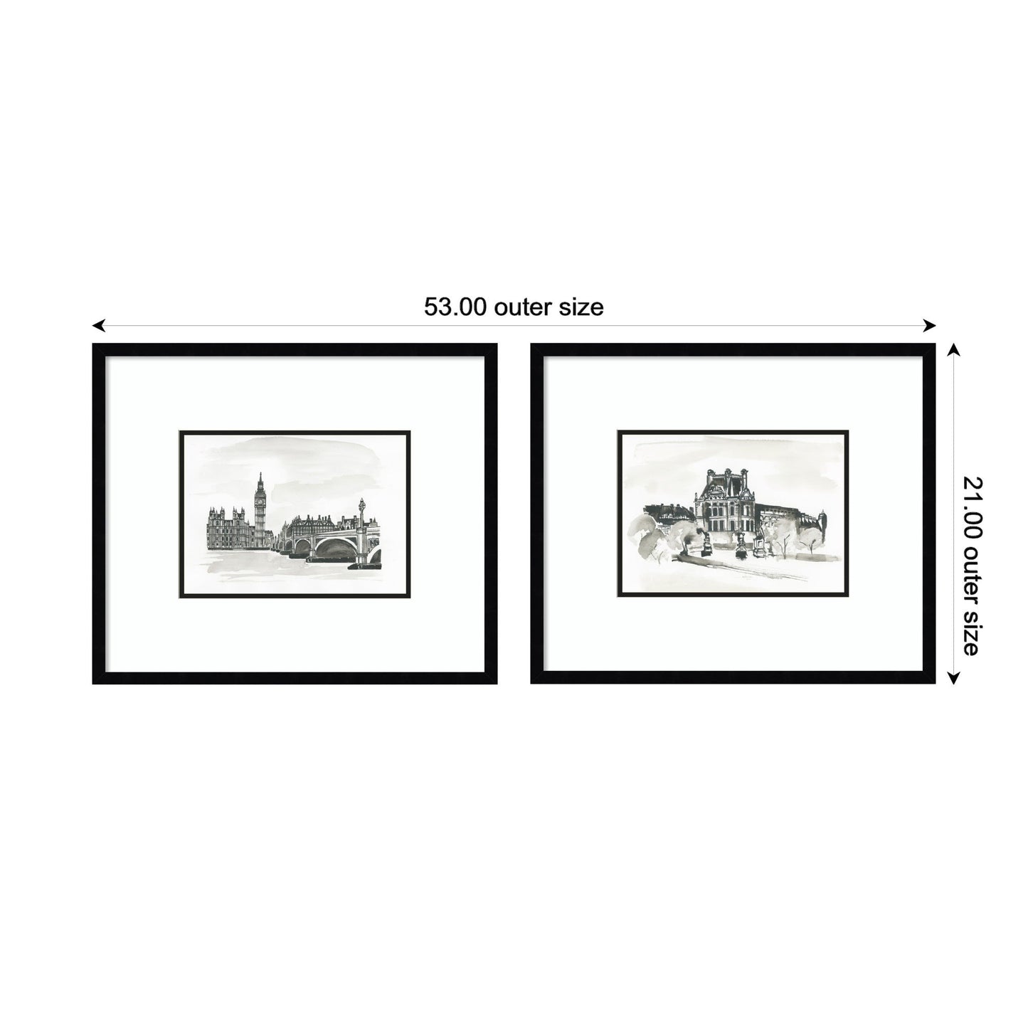 Vintage Postcard London & Paris 2 Piece Framed Wall Art Print Set by Teju Reval