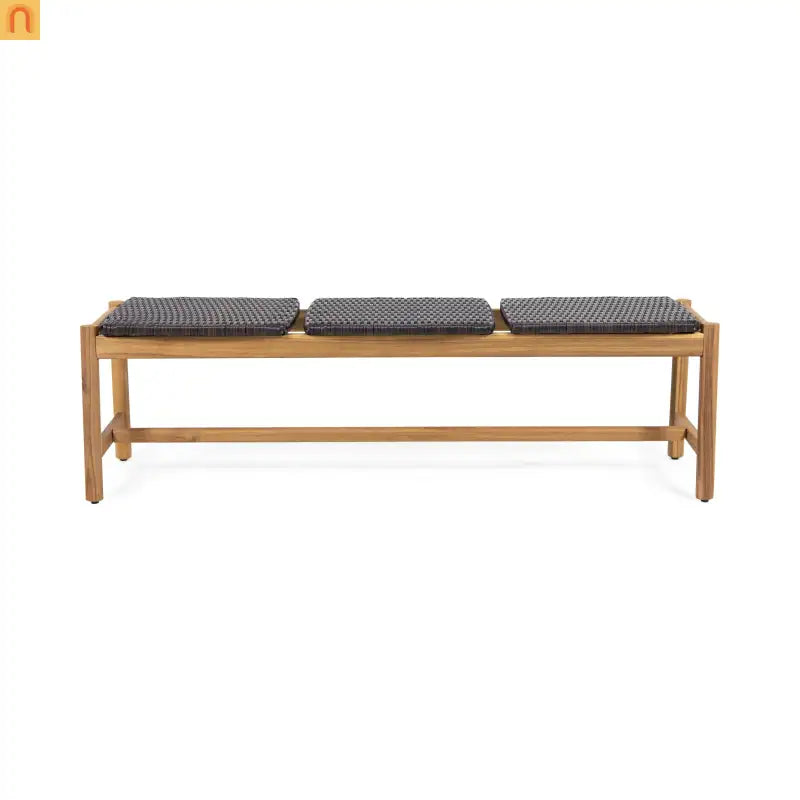 Bench Rustic 3-seater Acacia Wood Teak Finish 61.5x16.25x17.75in