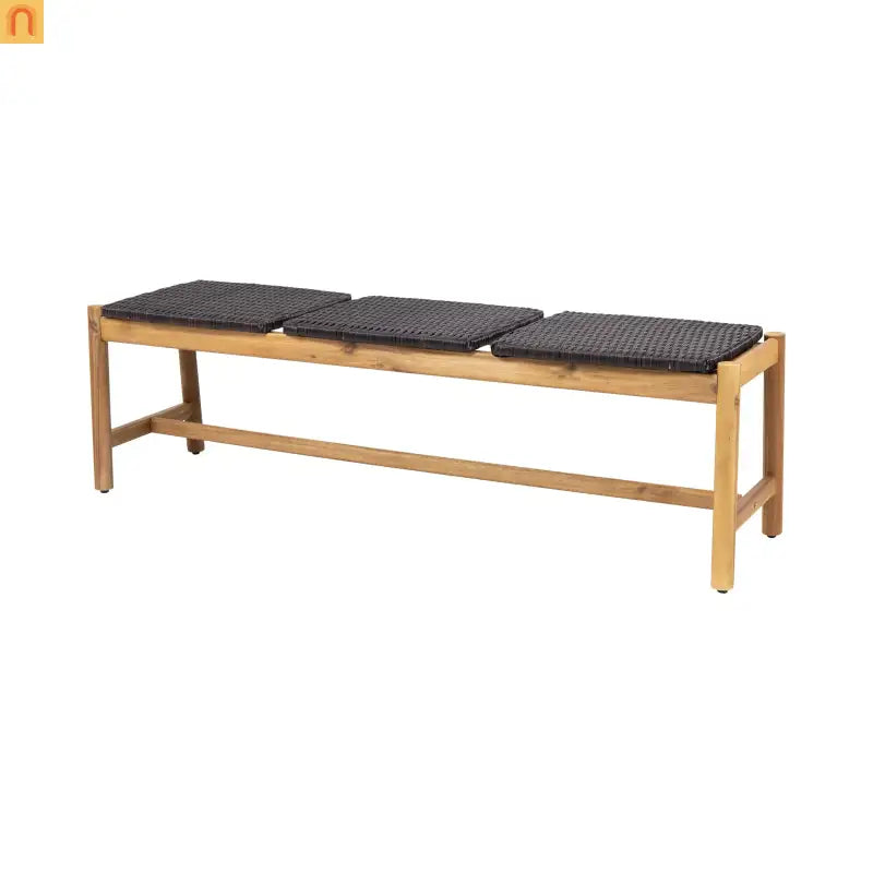 Bench Rustic 3-seater Acacia Wood Teak Finish 61.5x16.25x17.75in