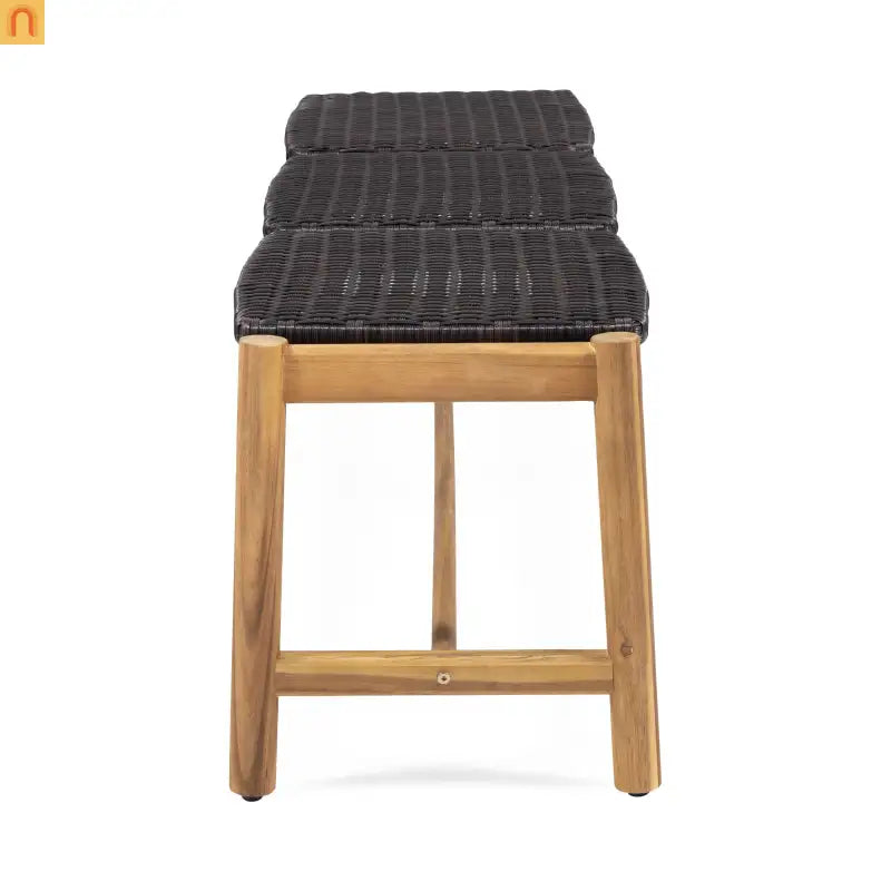 Bench Rustic 3-seater Acacia Wood Teak Finish 61.5x16.25x17.75in
