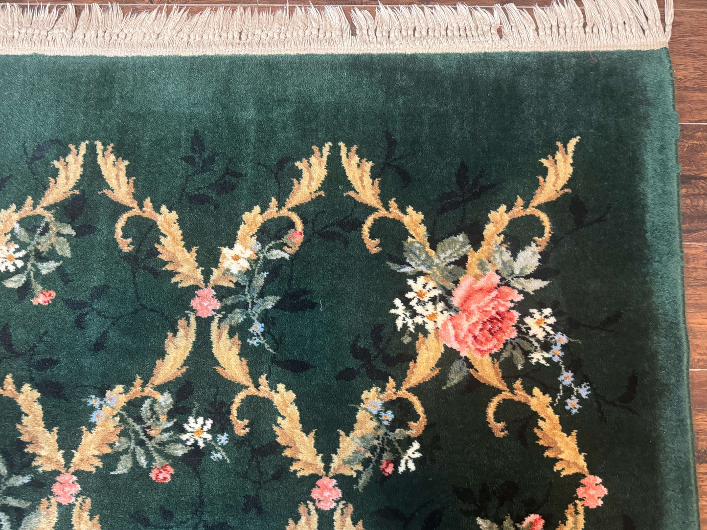 Karastan Garden of Eden Rug 8.8 x 11.8, Green Savonnerie 509/1733, Wool