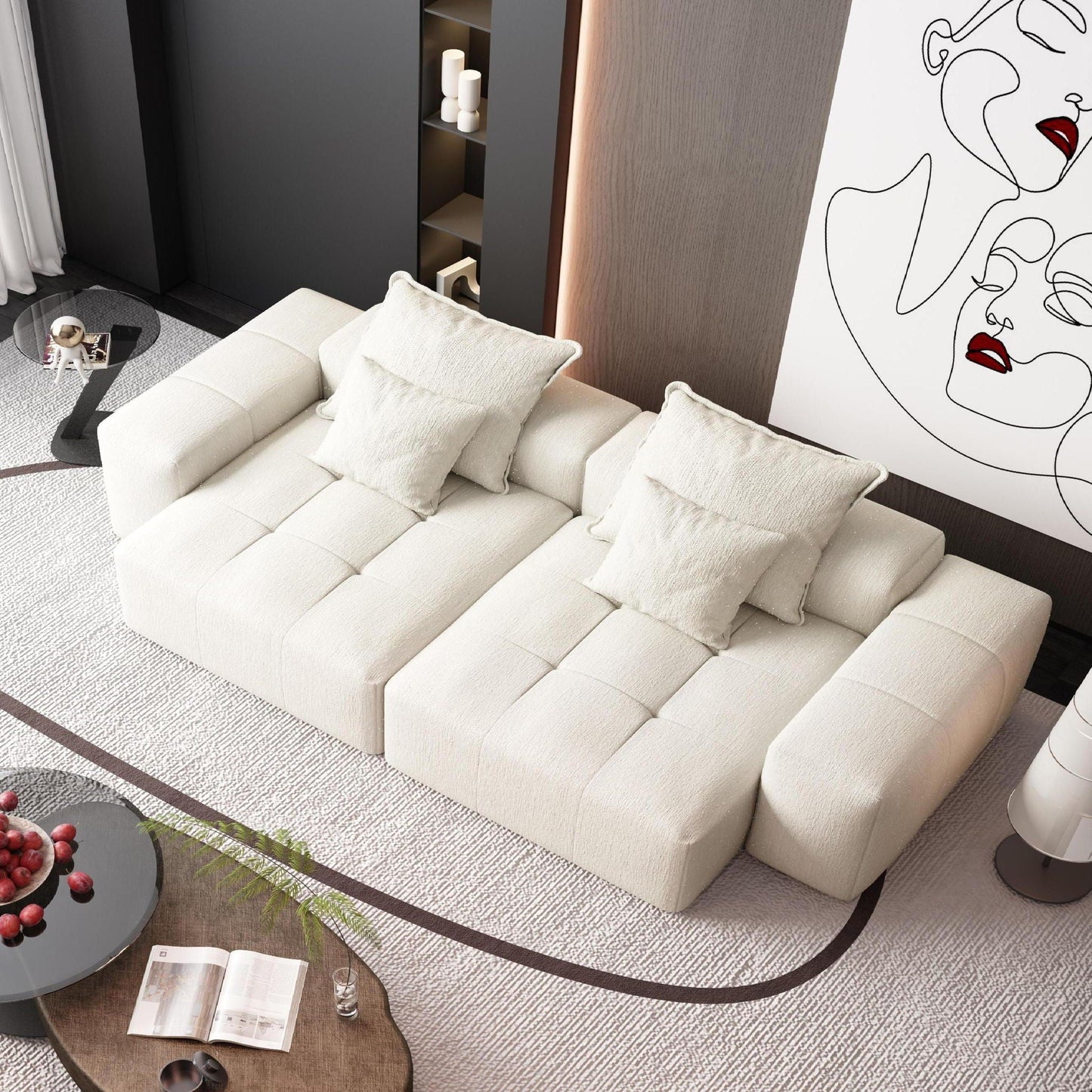 Modern Oversized Diy Combination Modular Sectional Sofa With Pillows
