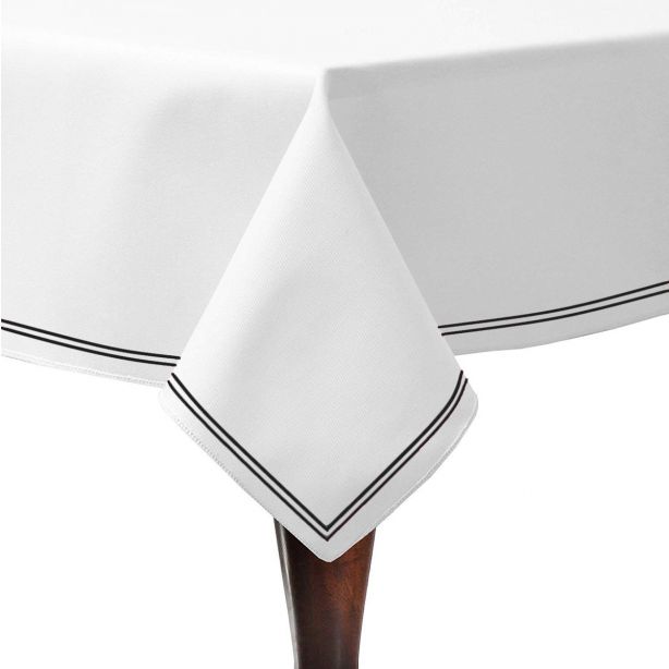 Double Embroidery Border Poly Cotton Sateen Solid Table Cloth
