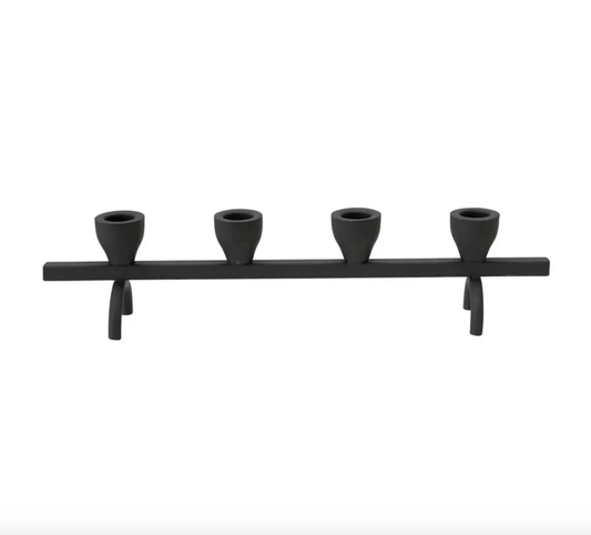 Black Patina Textured Metal Artisan Taper Candle Holder