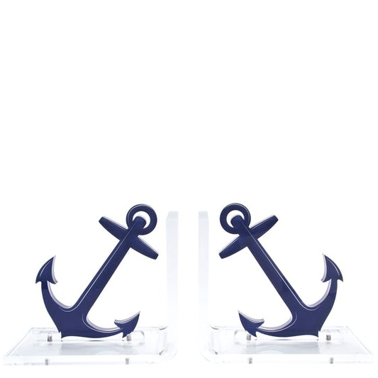 Blue Anchor Acrylic Bookends