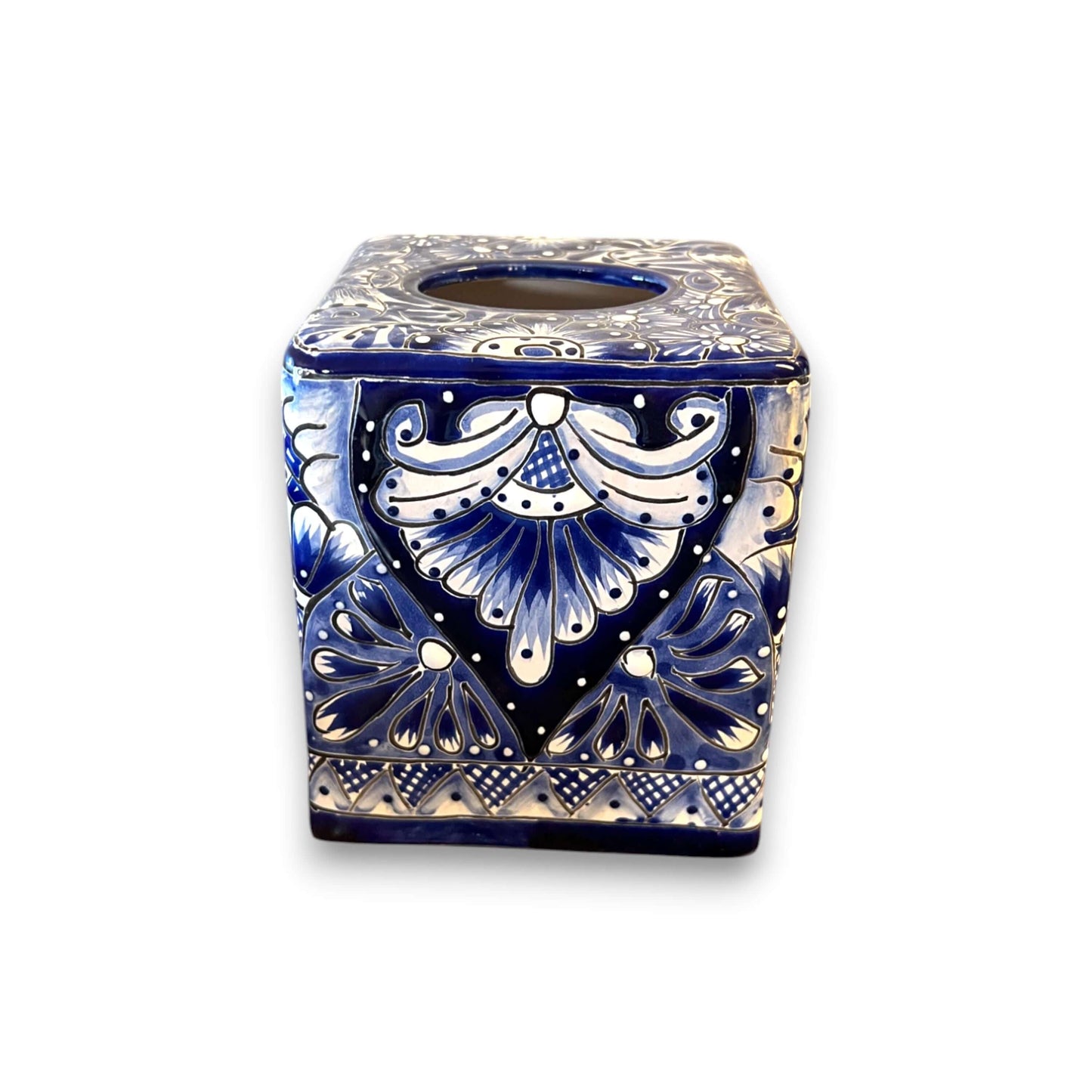 Blue & White Talavera Tissue Box Cover | Vibrant Mexican Decor