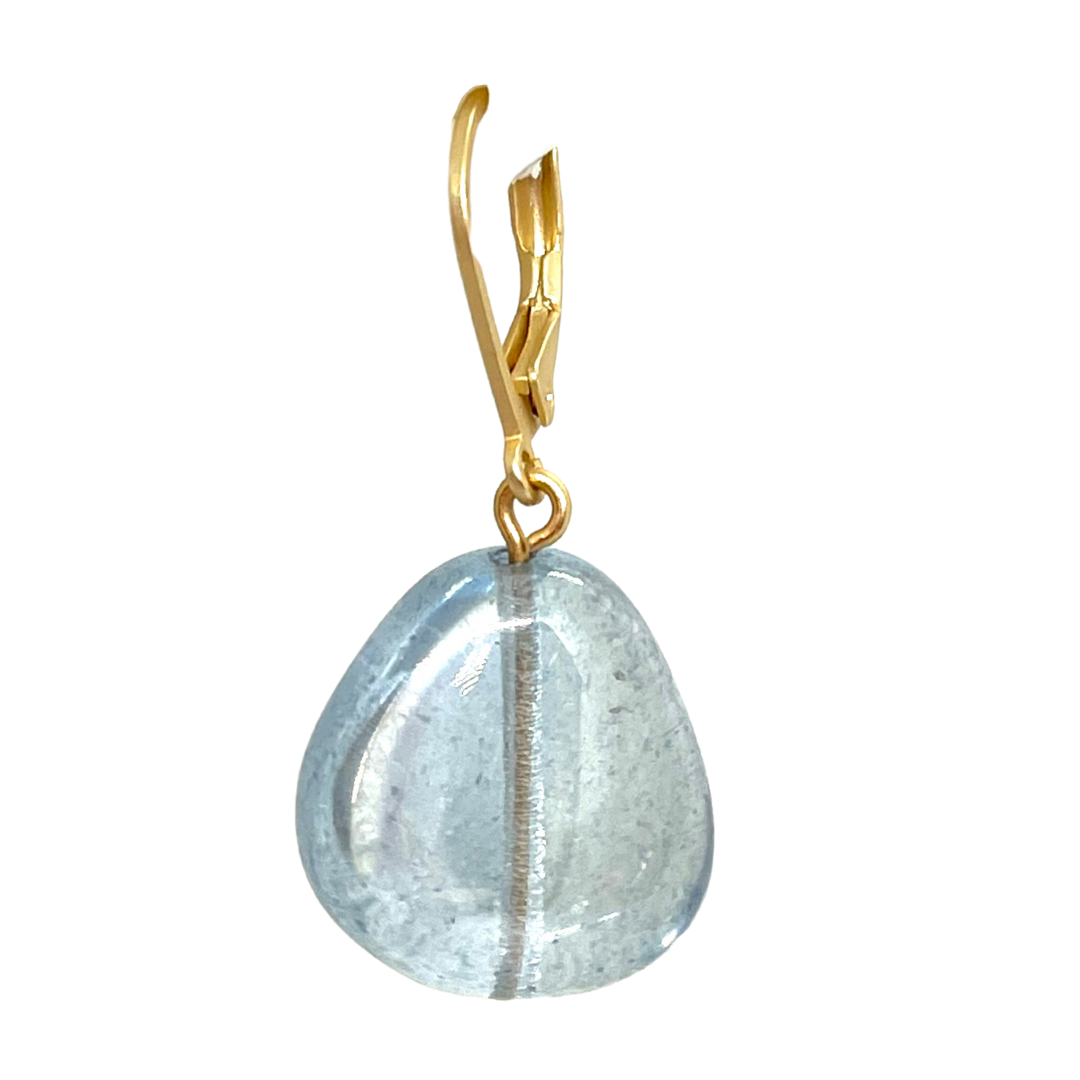 Freeform Blue Hand-Pressed Glass Earring