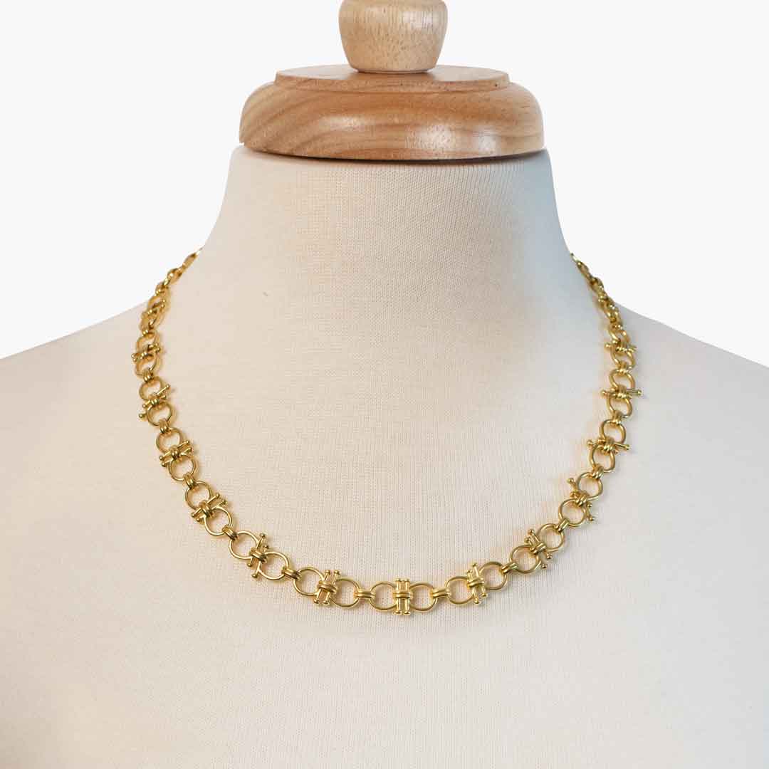 Bocara - Horse Bit Chain Link Equestrian Necklace in Gold