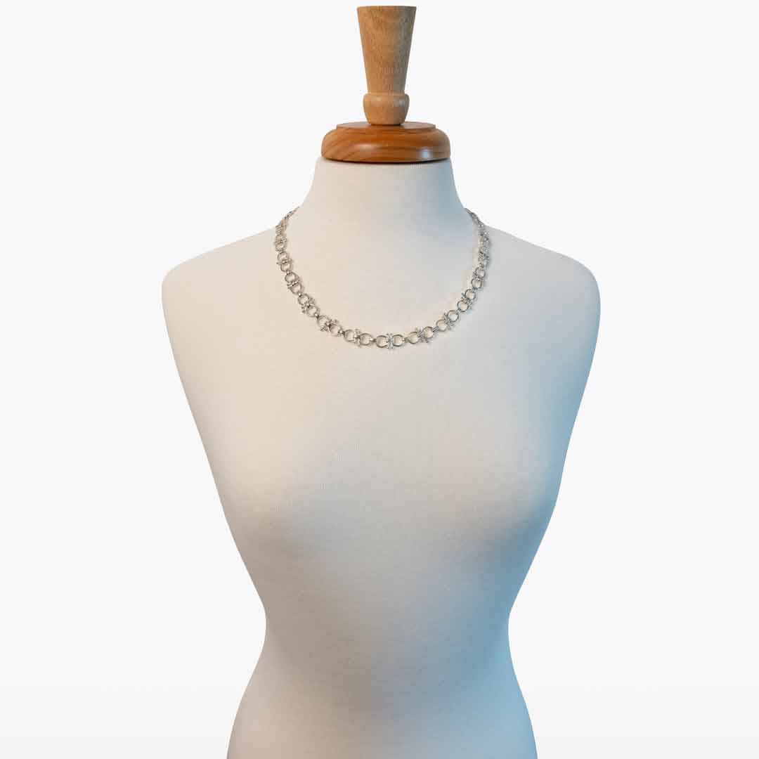 Bocara - Horse Bit Chain Link Equestrian Necklace in Silver