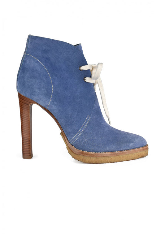 Ralph Lauren Women Jaylen Blue Suede Laced Boots