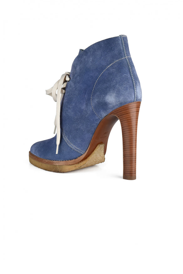 Ralph Lauren Women Jaylen Blue Suede Laced Boots