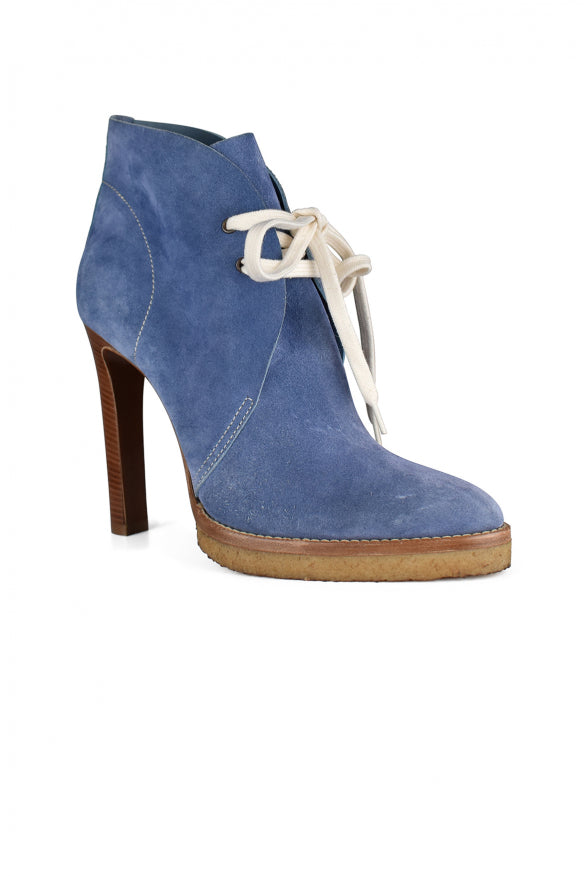 Ralph Lauren Women Jaylen Blue Suede Laced Boots