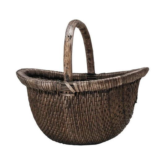 The Brodi Decorative Hand-Woven Wicker Artisan Basket with Antique Finish