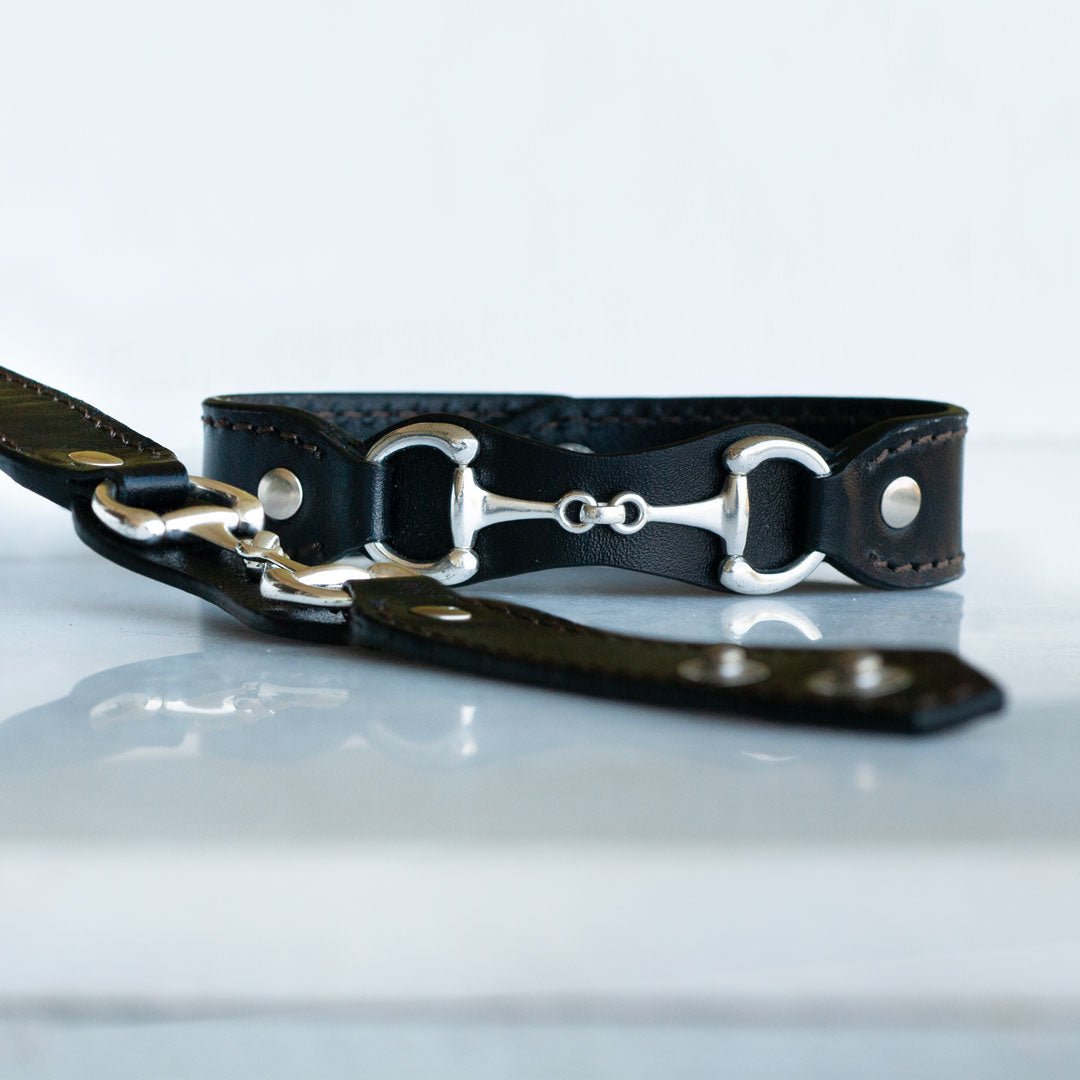 Bronson - Equestrian Leather Horse Bit Bracelet in Silver