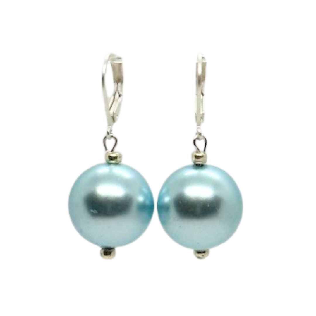 Aqua Bubble Pearl Earrings