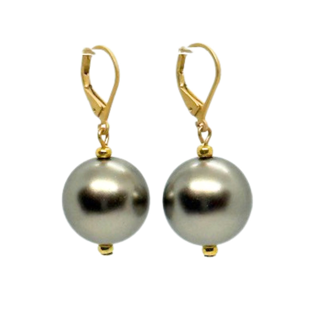Taupe Bubble Pearl Earrings