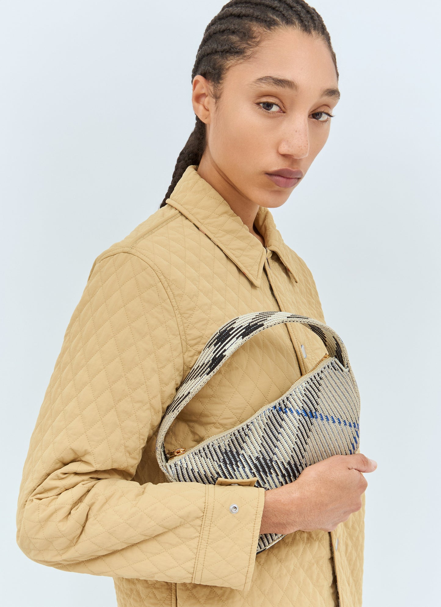 Burberry Women Check Mini Knitted Shoulder Bag