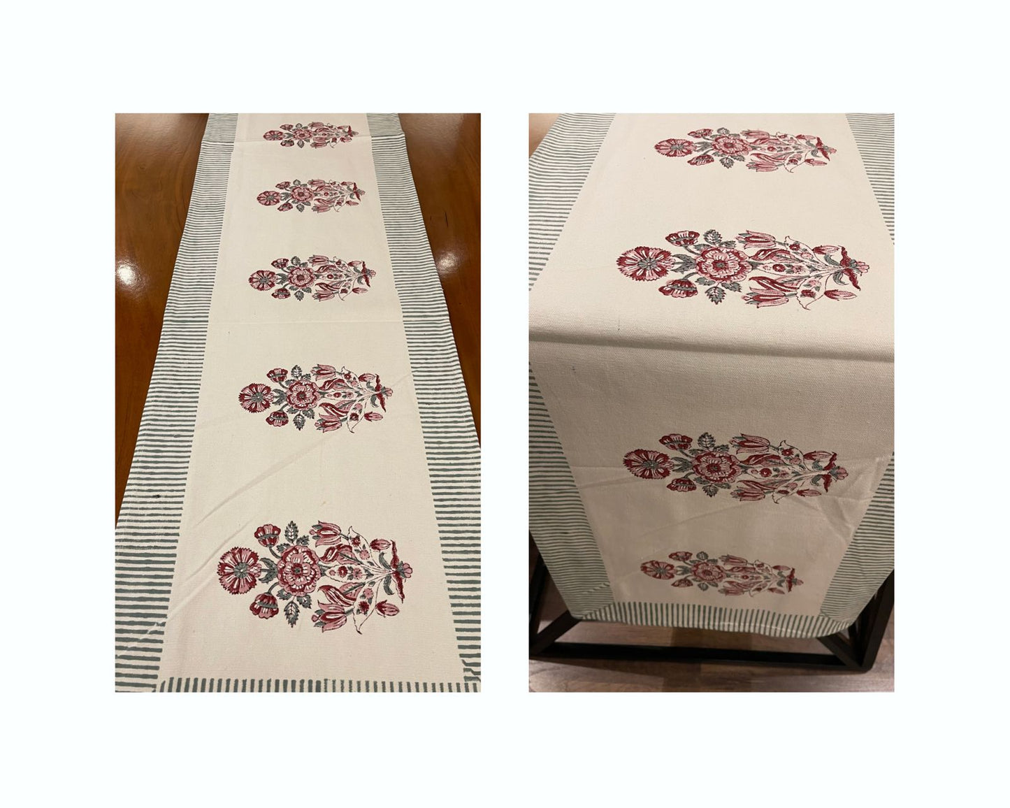 Burgundy Garden Hand-Block Printed Table Linen Set – 13 Piece