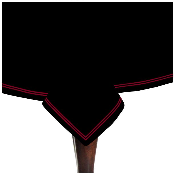 Double Embroidery Border Sateen Cotton Solid Table Cloth - Black