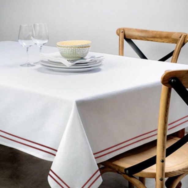 Double Embroidery Border Cotton Sateen Solid Table Cloth