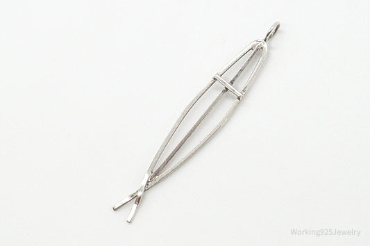 Vintage Ichthus Cross Fish Modernist Sterling Silver Necklace Pendant