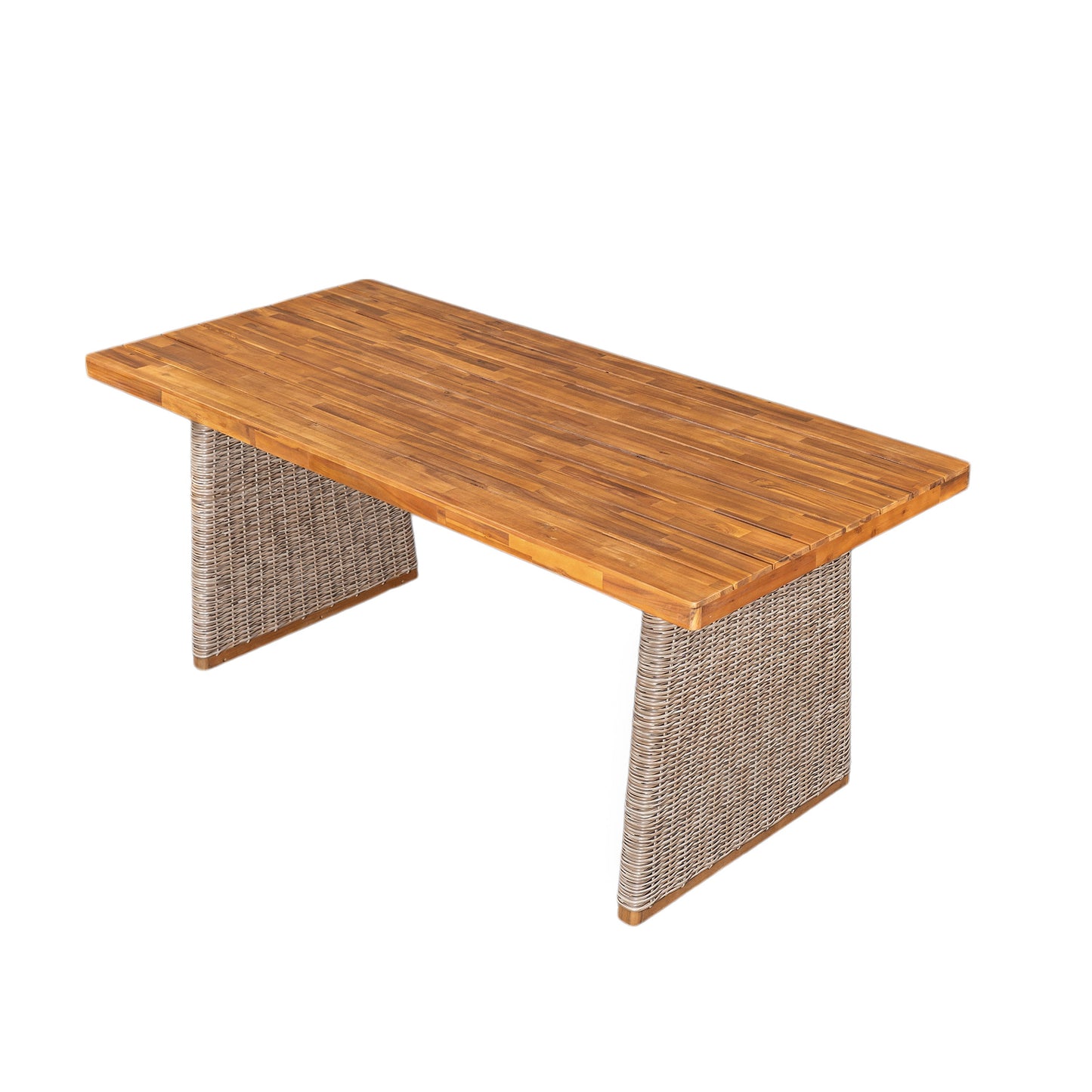 Outdoor Set 3-piece Acacia Wood Dining with Handwoven Rattan Legs Brown