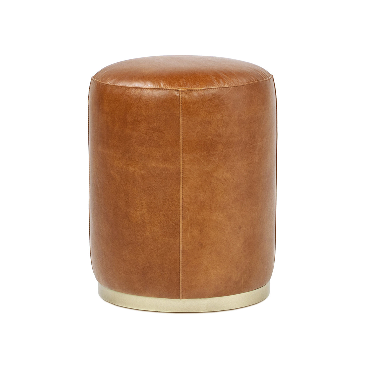 Nico Camel Saddle Leather & Brass Ottoman