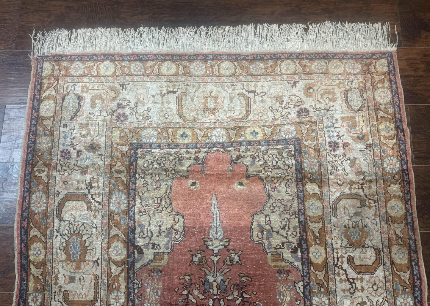 Silk Turkish Kayseri Rug 4x6, Haji Jalili Design, Vintage Rug