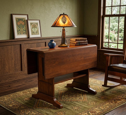 Mission Solid Oak Drop Leaf Dining Table - Walnut (W1)